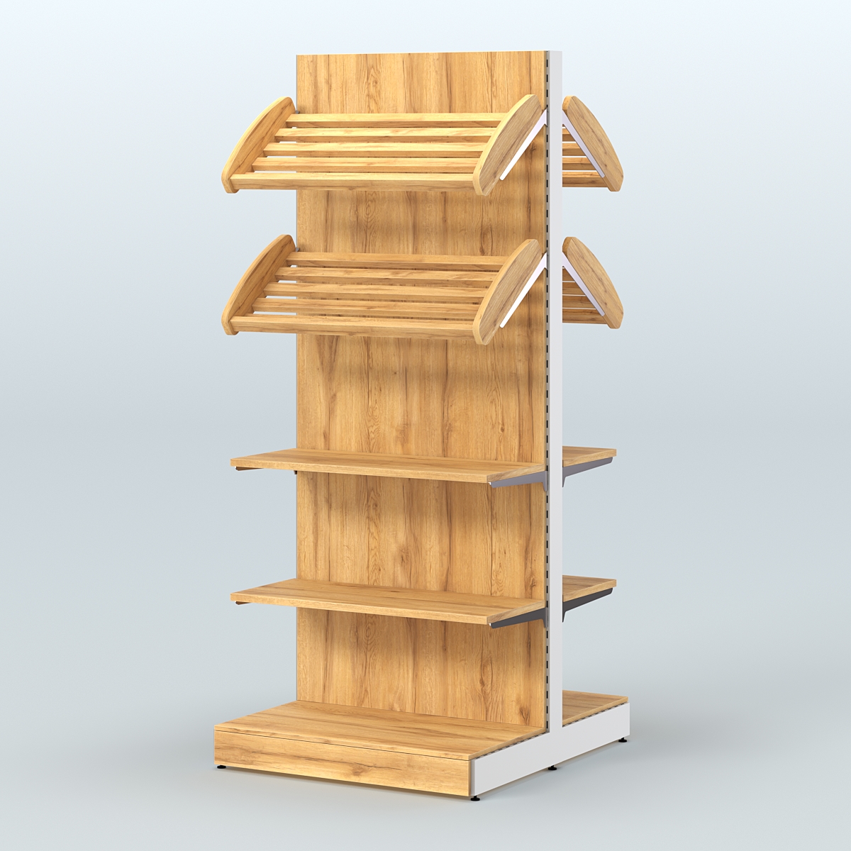 Высокий обзорный островной стеллаж для хлеба и выпечки СХОВ-05 Дуб Золотистый