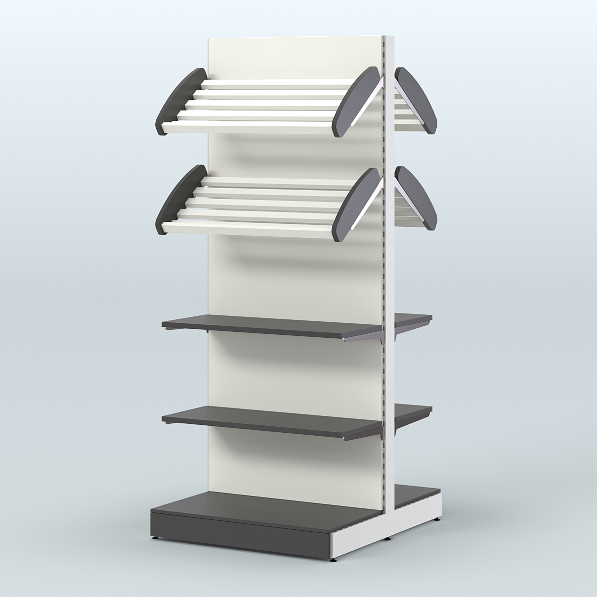 Высокий обзорный островной стеллаж для хлеба и выпечки СХОВ-05 Черный и Белый