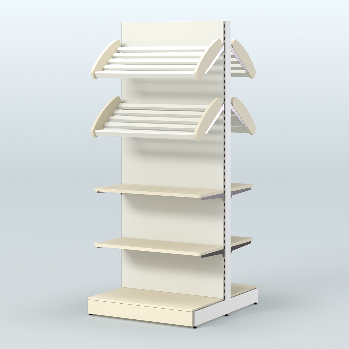Высокий обзорный островной стеллаж для хлеба и выпечки СХОВ-05 Крем Вайс + Белый