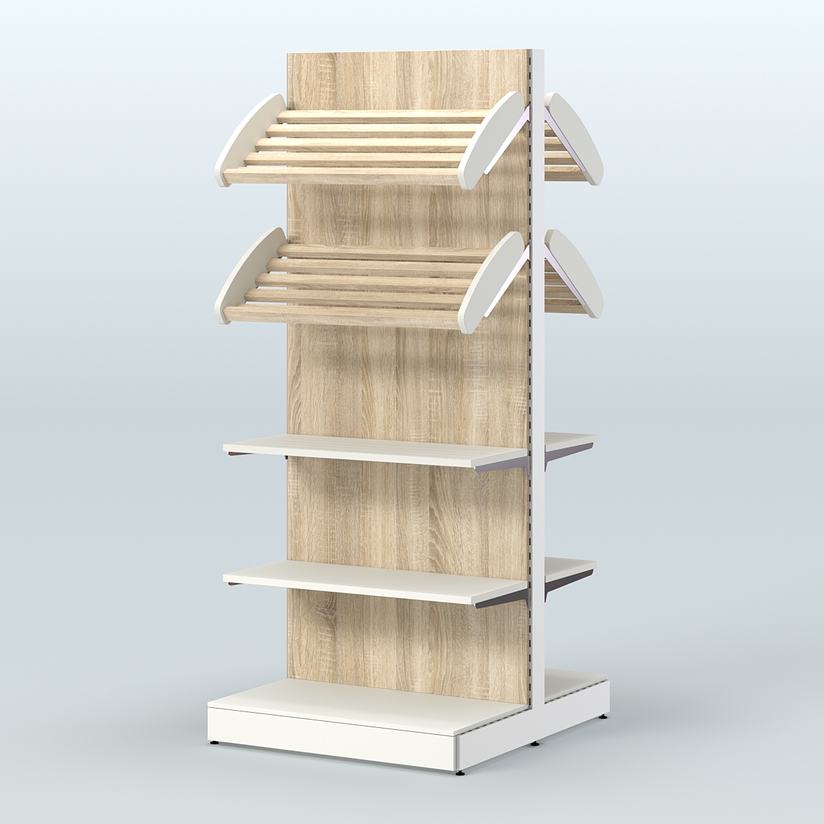 Высокий обзорный островной стеллаж для хлеба и выпечки СХОВ-05 Белый + Дуб Сонома