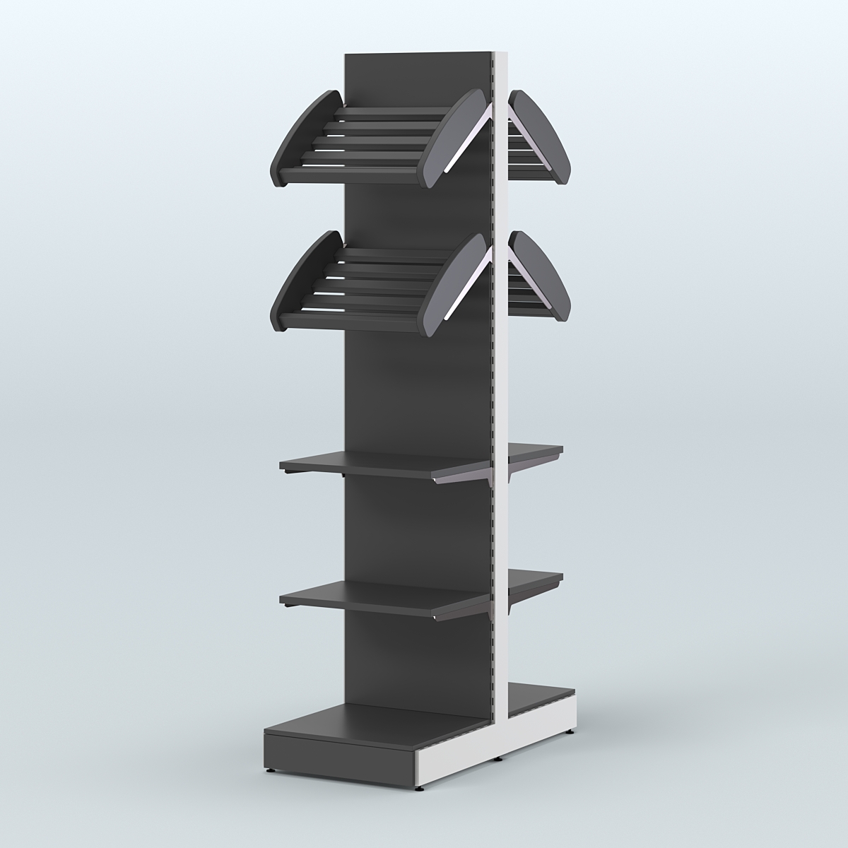 Высокий узкий островной стеллаж для хлеба и выпечки СХОВ-06 Черный