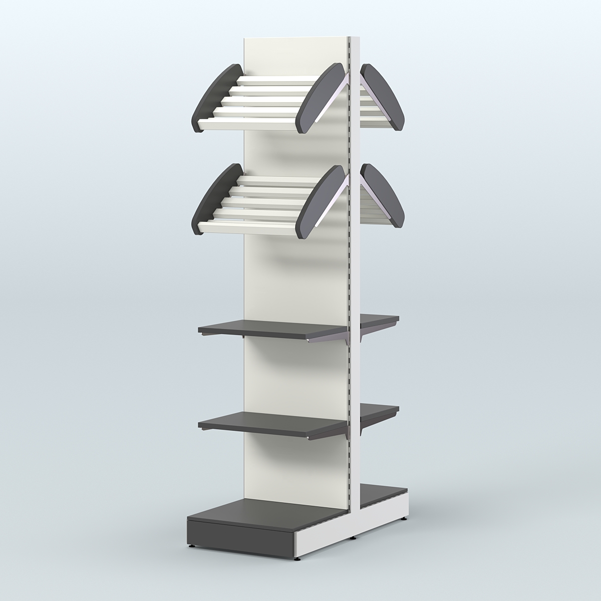 Высокий узкий островной стеллаж для хлеба и выпечки СХОВ-06 Черный и Белый