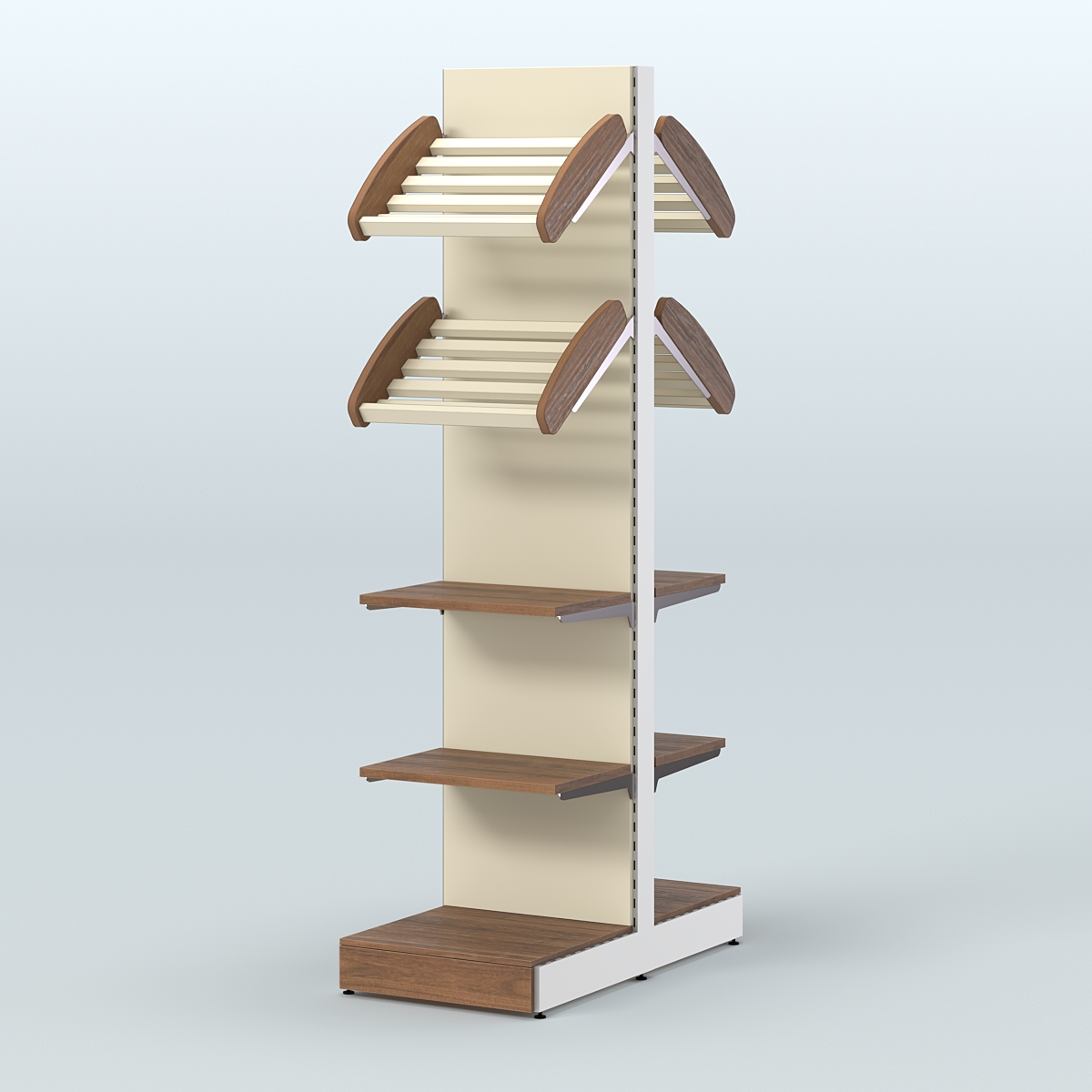 Высокий узкий островной стеллаж для хлеба и выпечки СХОВ-06 Орех + Крем Вайс