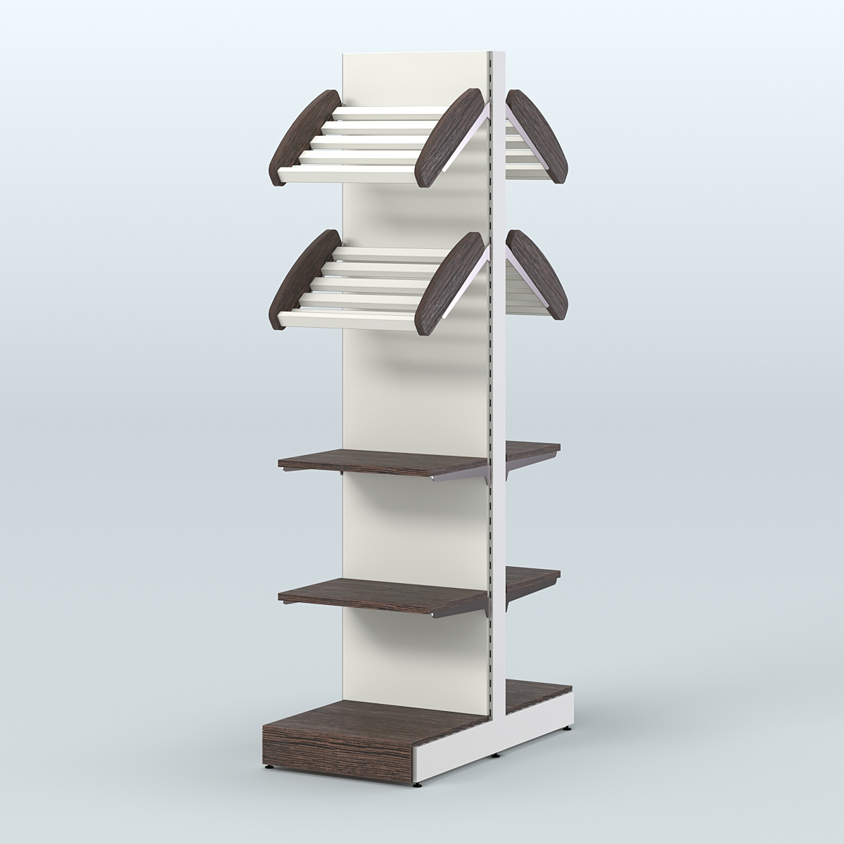 Высокий узкий островной стеллаж для хлеба и выпечки СХОВ-06 Дуб Венге + Белый