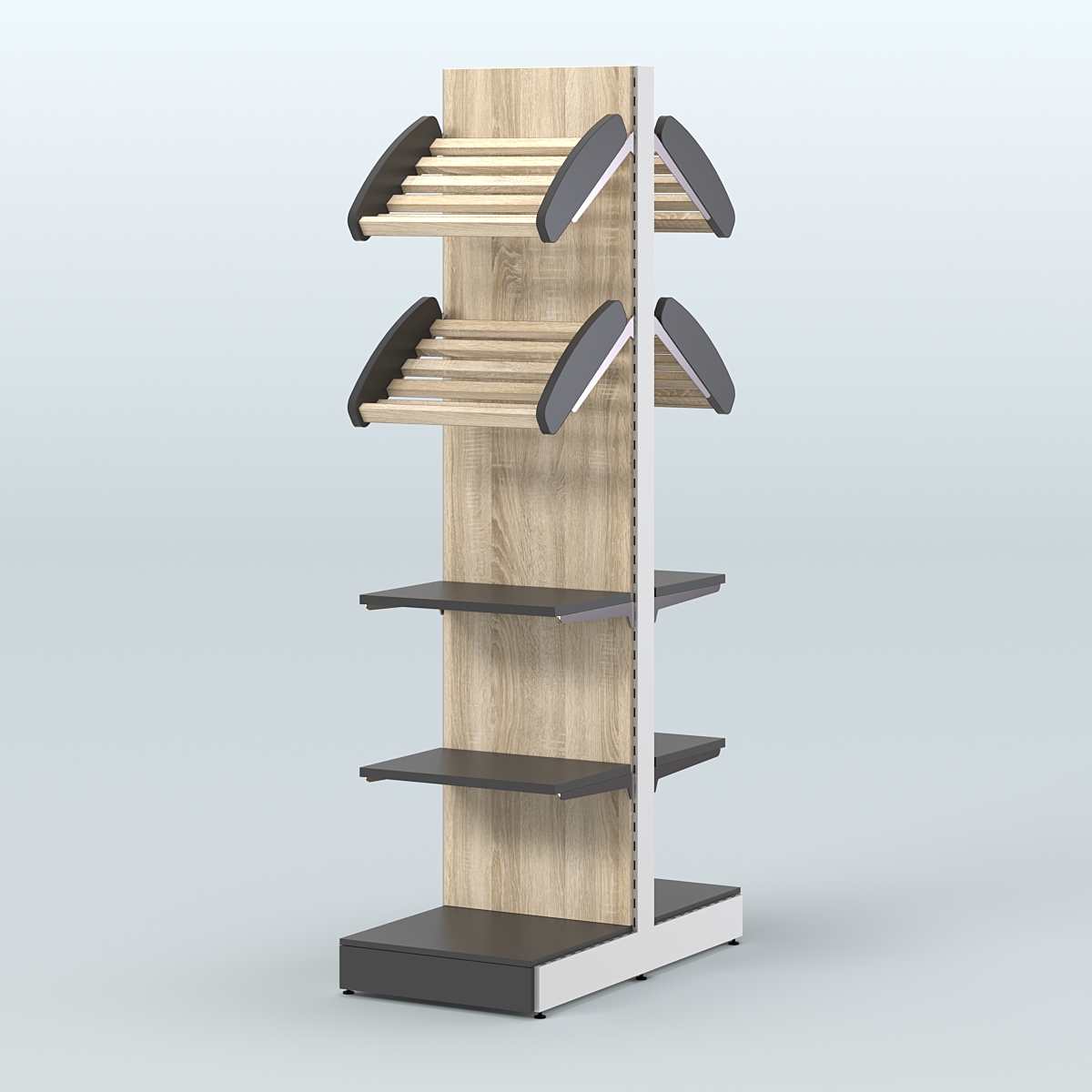 Высокий узкий островной стеллаж для хлеба и выпечки СХОВ-06 Черный + Дуб Сонома