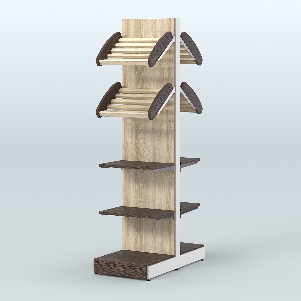 Высокий узкий островной стеллаж для хлеба и выпечки СХОВ-06 Дуб Венге + Дуб Сонома