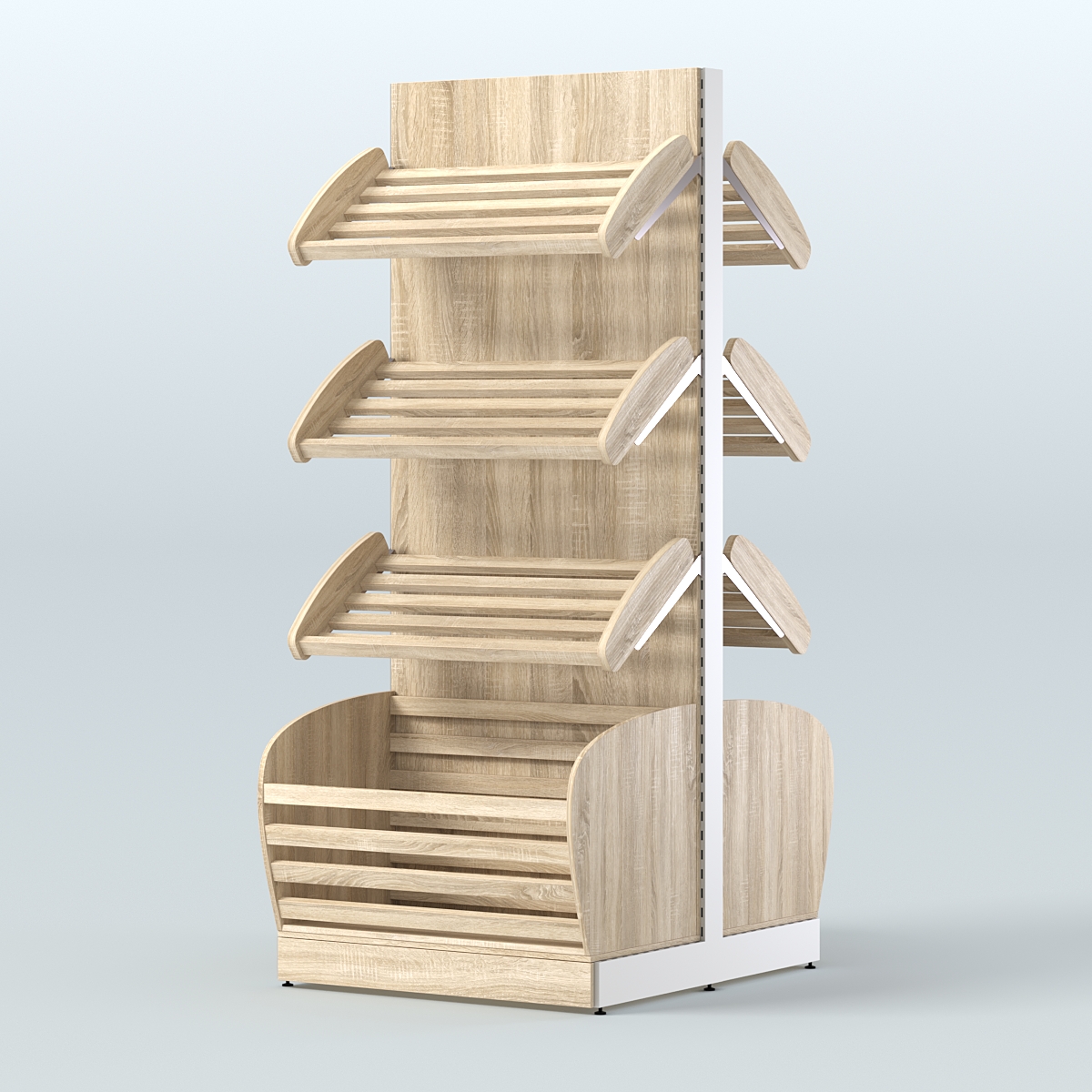 Островной высокий стеллаж с накопителями для хлеба и выпечки СХОВН-01 Дуб сонома