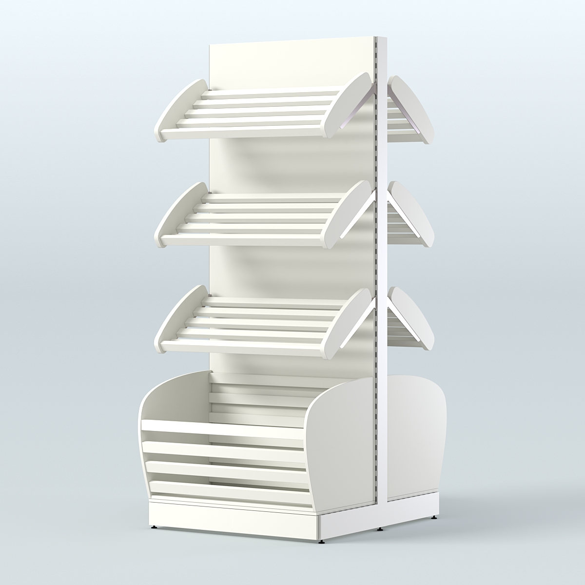 Островной высокий стеллаж с накопителями для хлеба и выпечки СХОВН-01 Белый