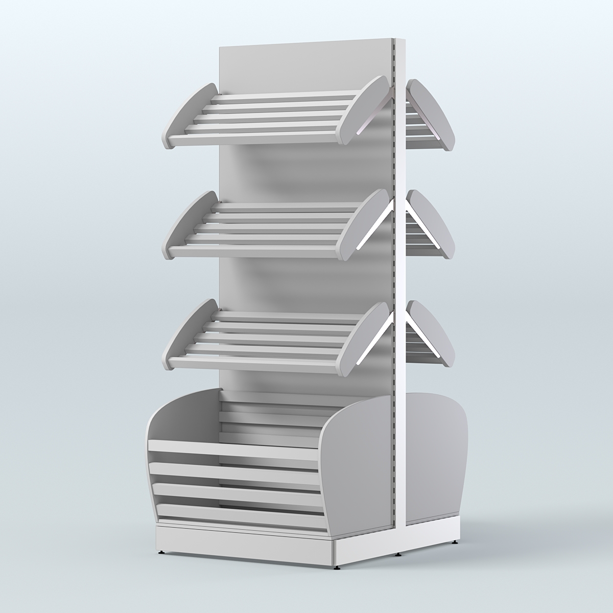 Островной высокий стеллаж с накопителями для хлеба и выпечки СХОВН-01 Серый