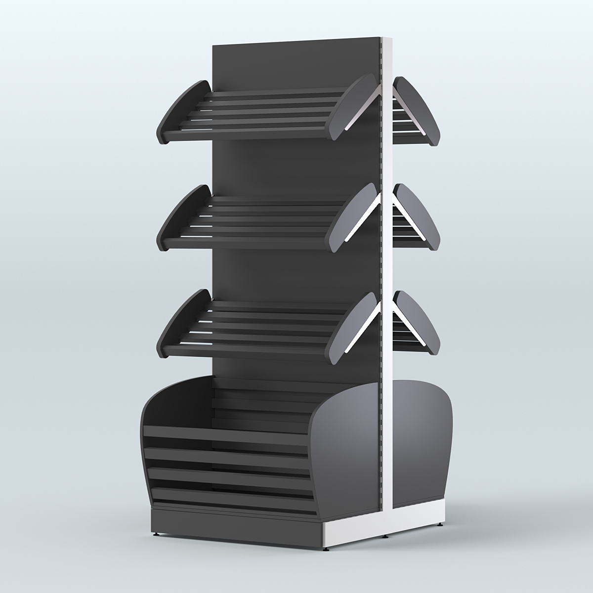 Островной высокий стеллаж с накопителями для хлеба и выпечки СХОВН-01 Черный