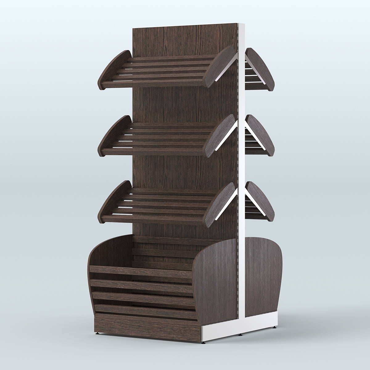 Островной высокий стеллаж с накопителями для хлеба и выпечки СХОВН-01 Дуб Венге