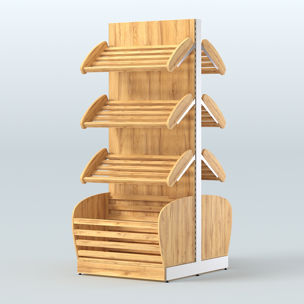 Островной высокий стеллаж с накопителями для хлеба и выпечки СХОВН-01 Дуб Золотистый