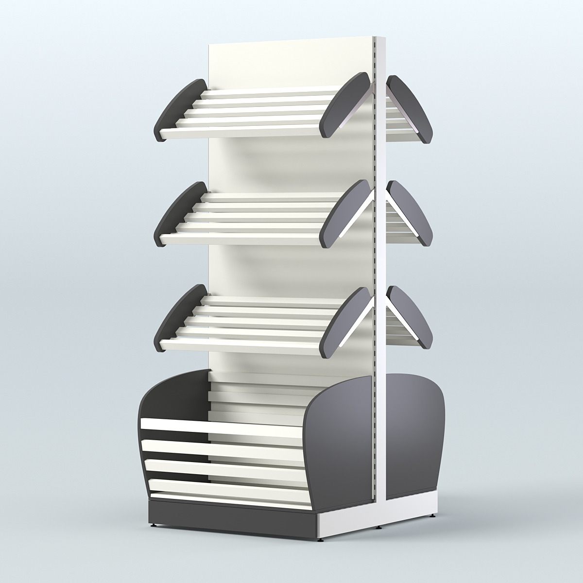 Островной высокий стеллаж с накопителями для хлеба и выпечки СХОВН-01 Черный и Белый