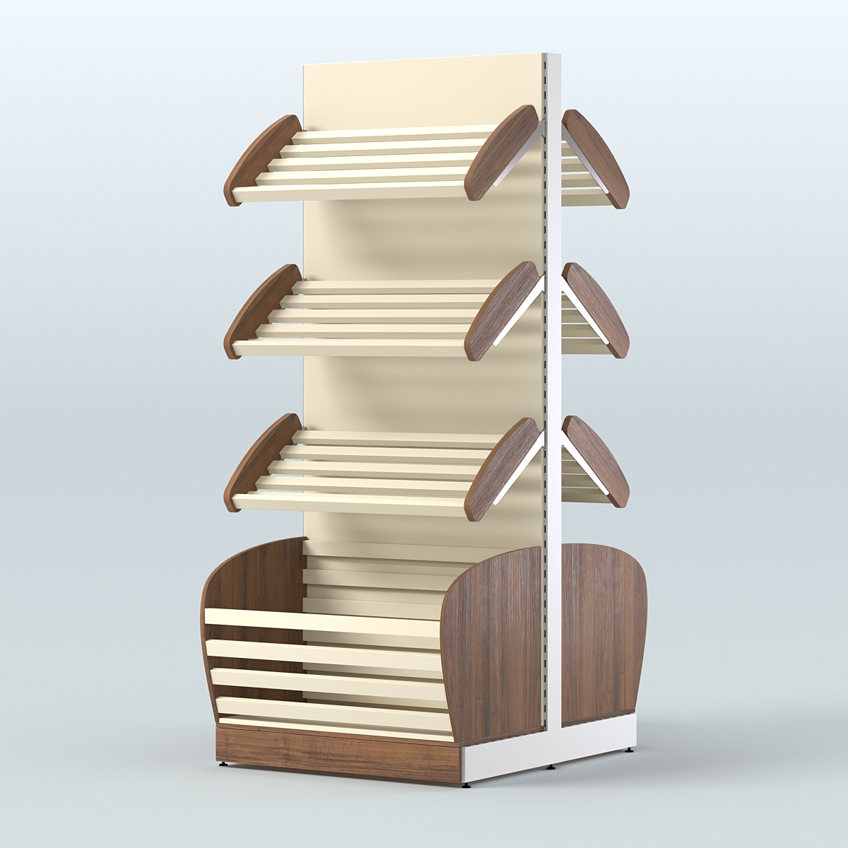 Островной высокий стеллаж с накопителями для хлеба и выпечки СХОВН-01 Орех + Крем Вайс