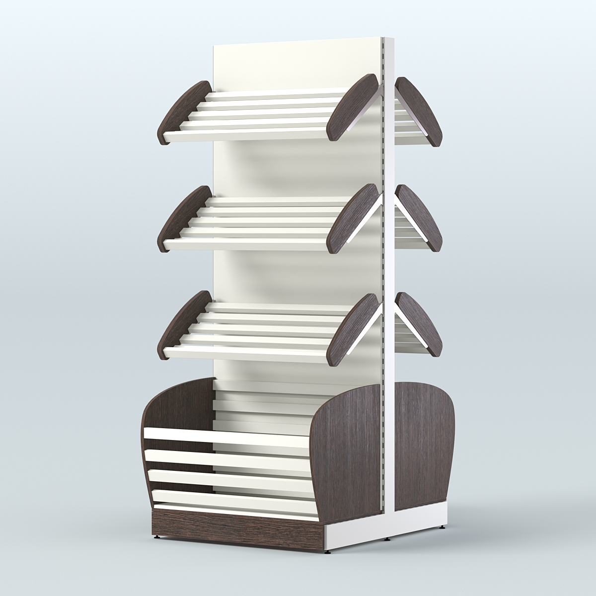 Островной высокий стеллаж с накопителями для хлеба и выпечки СХОВН-01 Дуб Венге + Белый