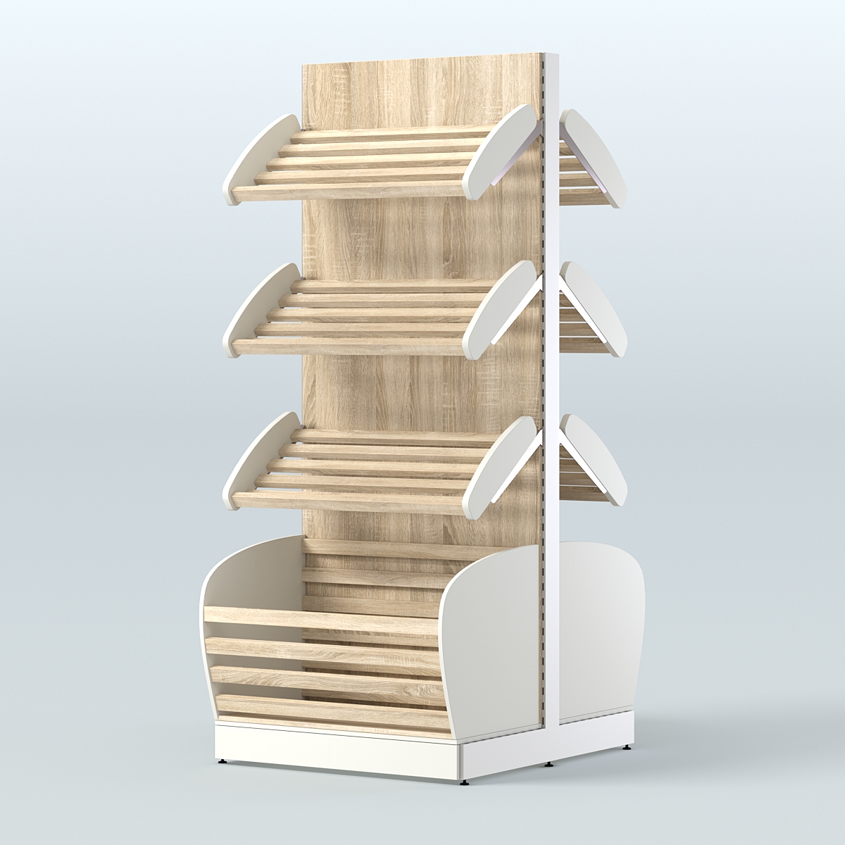 Островной высокий стеллаж с накопителями для хлеба и выпечки СХОВН-01 Белый + Дуб Сонома