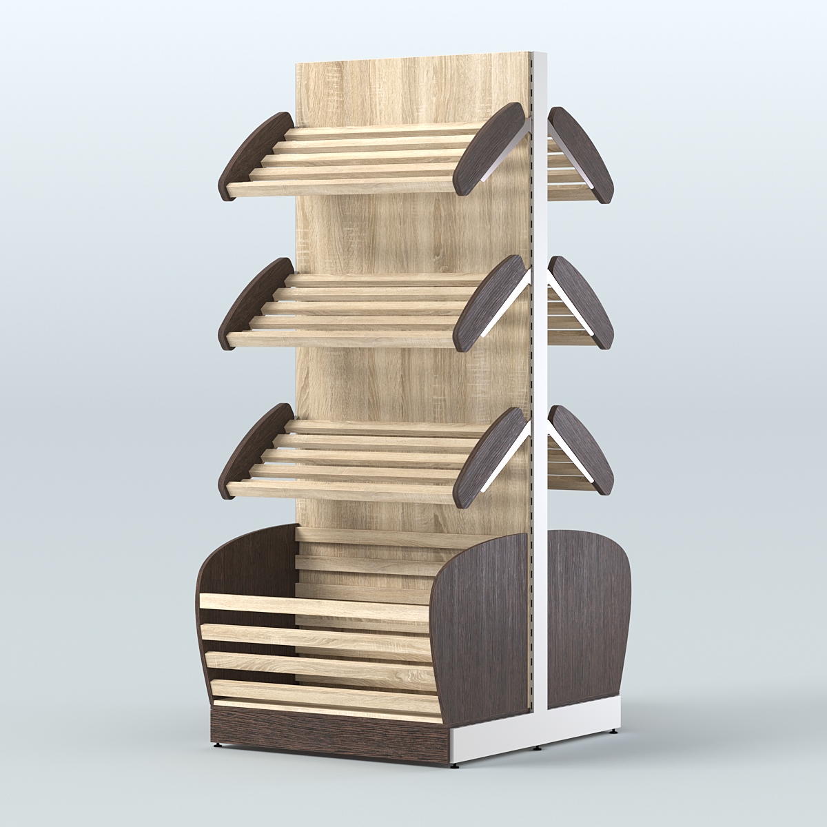 Островной высокий стеллаж с накопителями для хлеба и выпечки СХОВН-01 Дуб Венге + Дуб Сонома