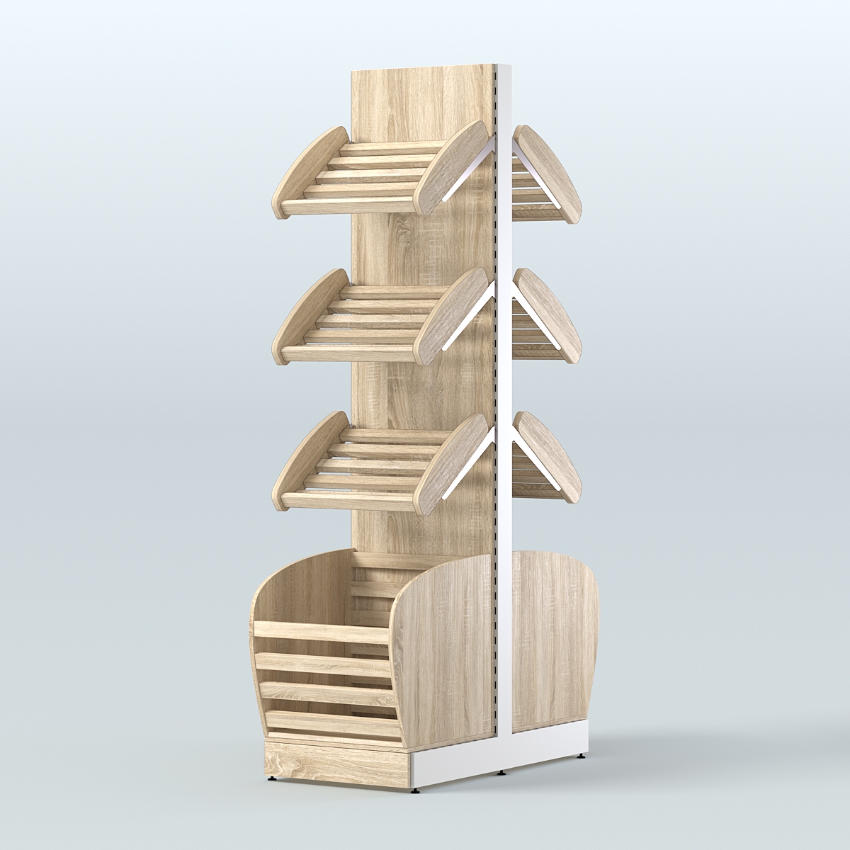 Высокий островной стеллаж с малыми корзинами для хлеба и выпечки СХОВН-02 Дуб сонома