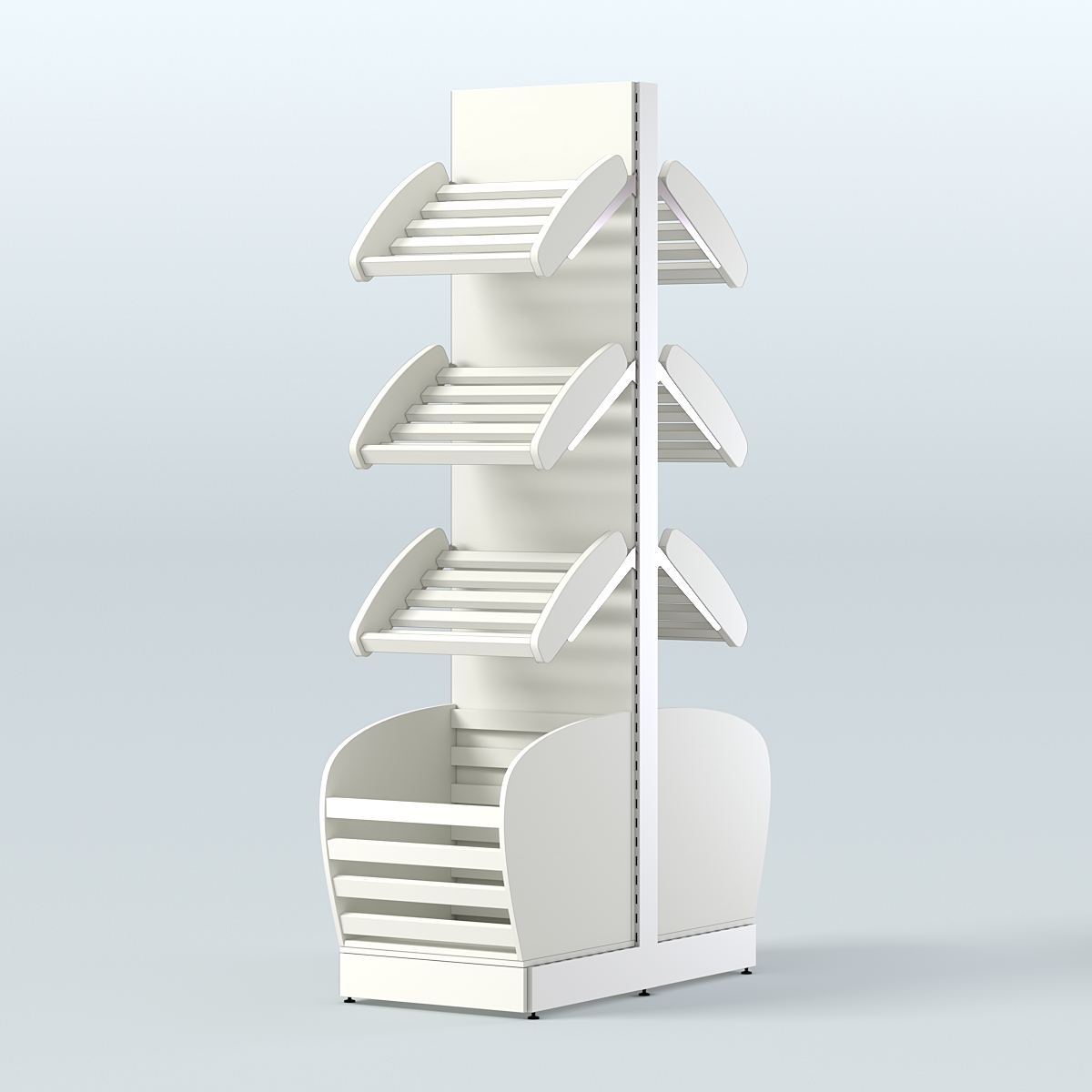 Высокий островной стеллаж с малыми корзинами для хлеба и выпечки СХОВН-02 Белый