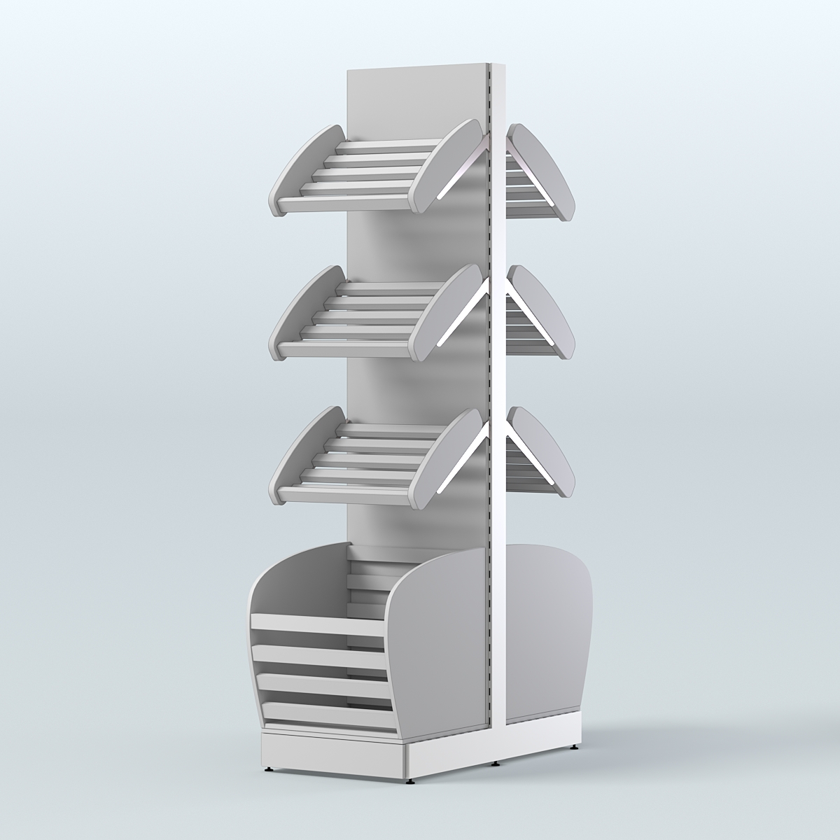 Высокий островной стеллаж с малыми корзинами для хлеба и выпечки СХОВН-02 Серый