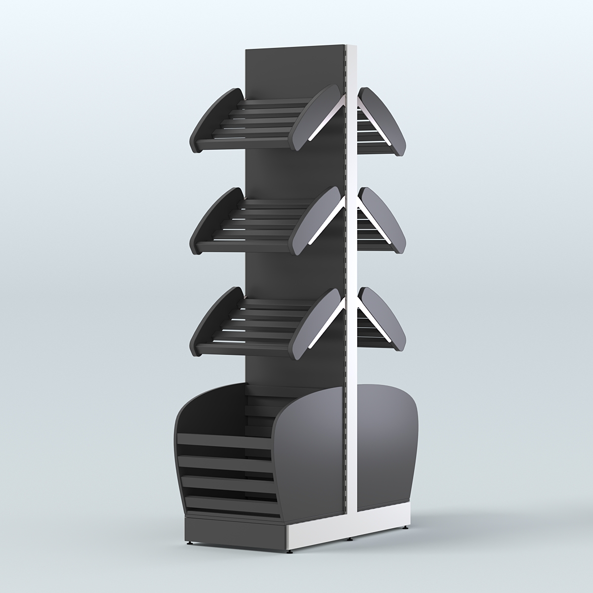 Высокий островной стеллаж с малыми корзинами для хлеба и выпечки СХОВН-02 Черный