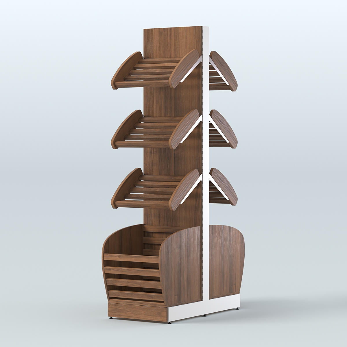 Высокий островной стеллаж с малыми корзинами для хлеба и выпечки СХОВН-02 Орех