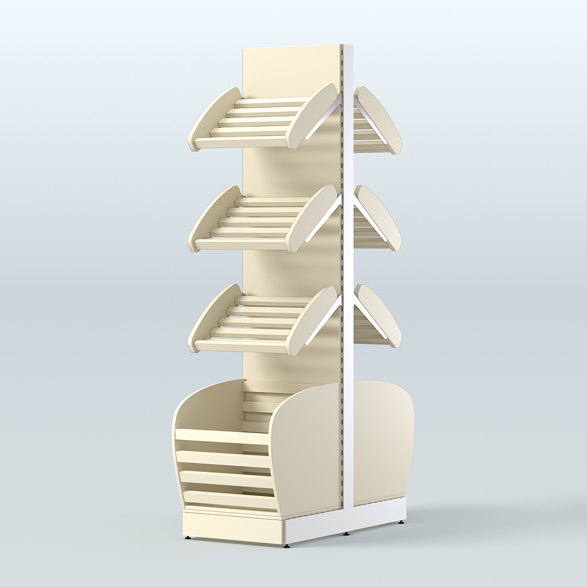 Высокий островной стеллаж с малыми корзинами для хлеба и выпечки СХОВН-02 Крем Вайс