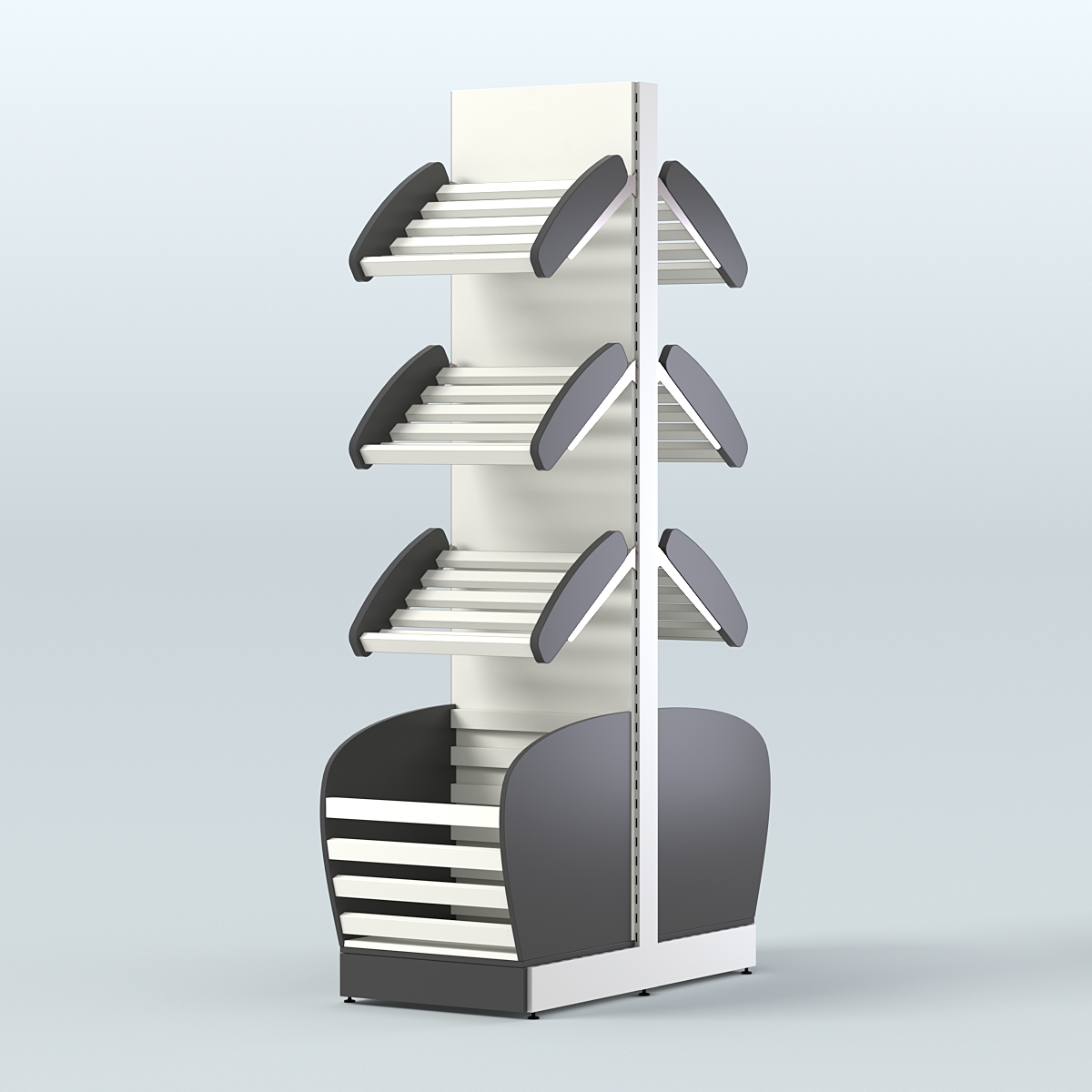 Высокий островной стеллаж с малыми корзинами для хлеба и выпечки СХОВН-02 Черный и Белый