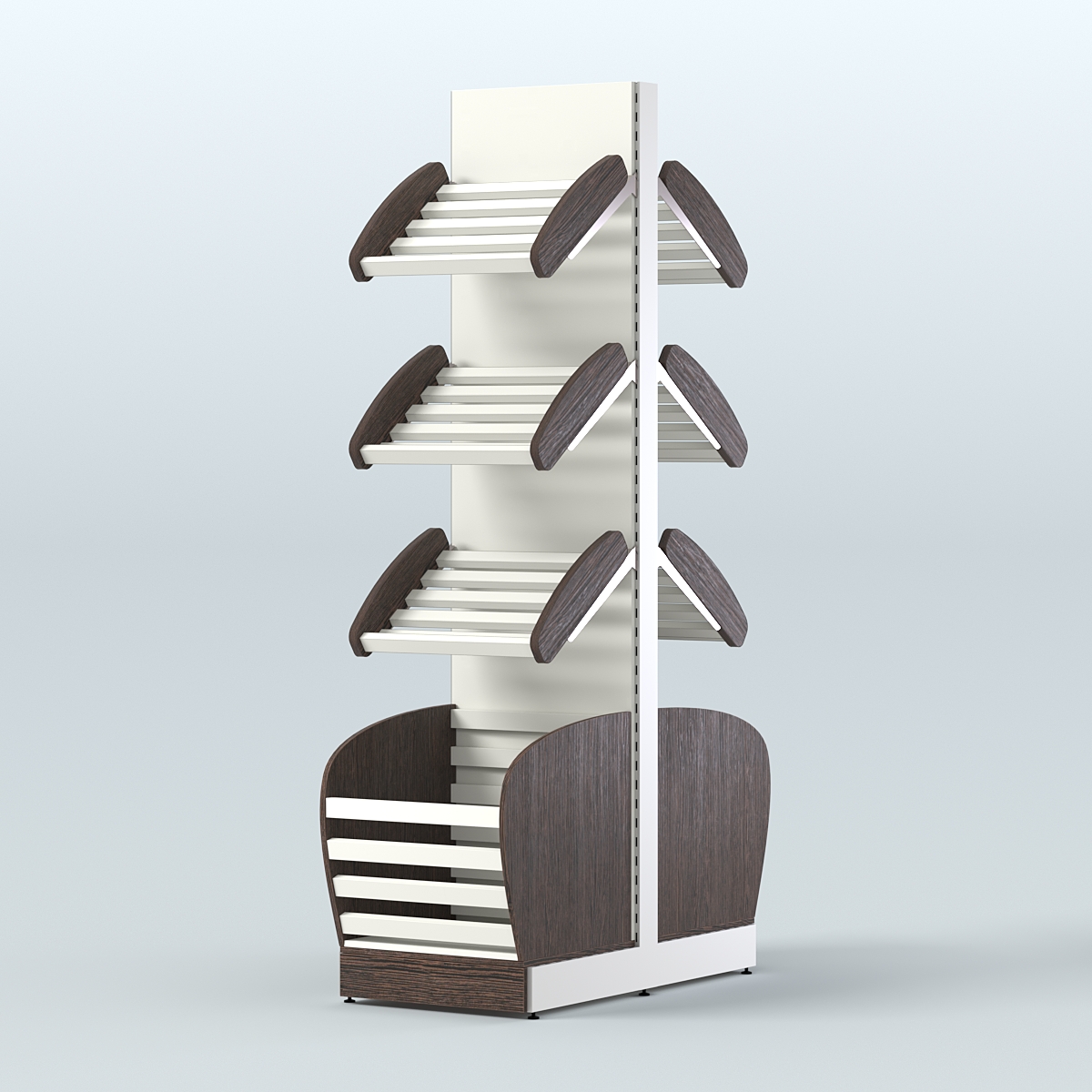 Высокий островной стеллаж с малыми корзинами для хлеба и выпечки СХОВН-02 Дуб Венге + Белый