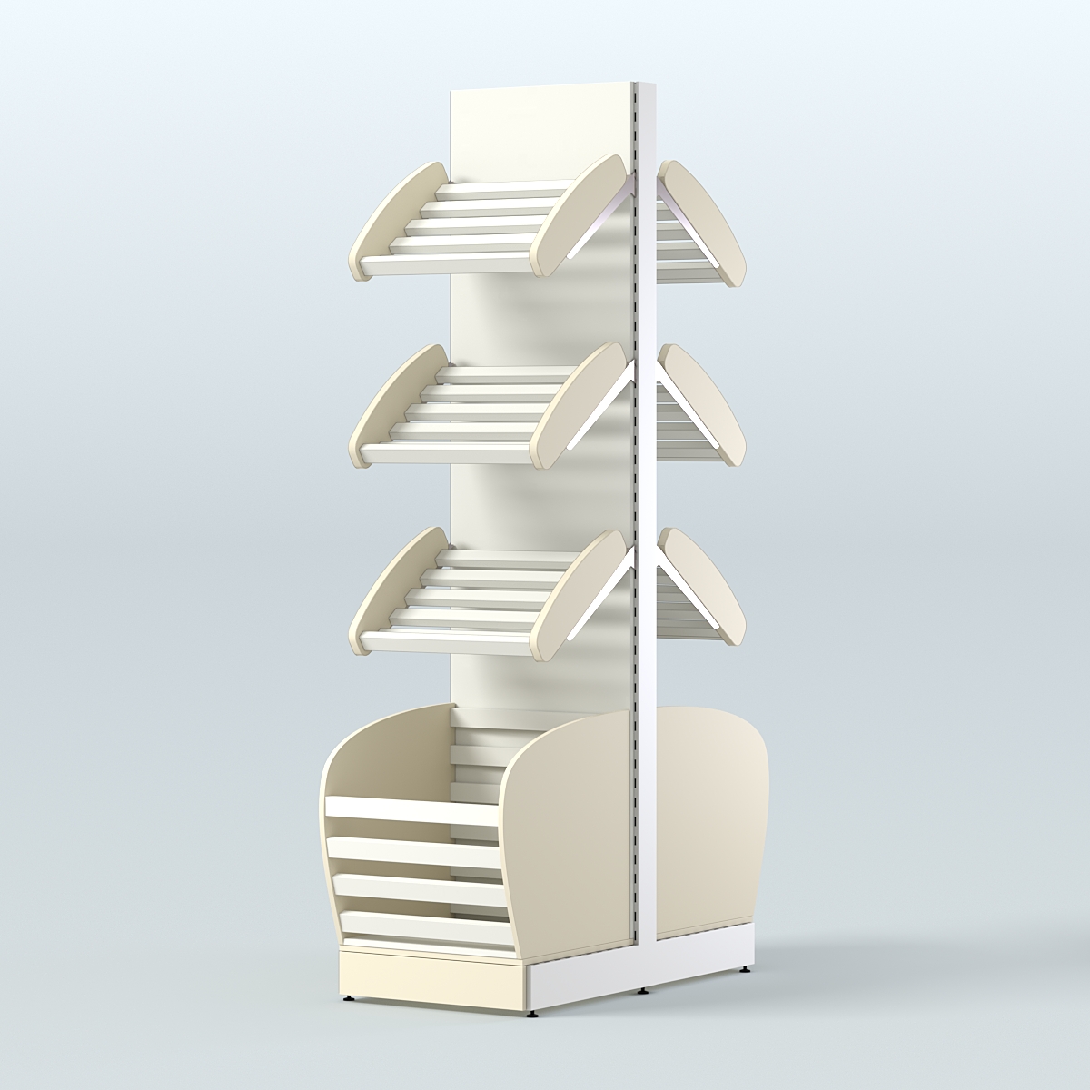 Высокий островной стеллаж с малыми корзинами для хлеба и выпечки СХОВН-02 Крем Вайс + Белый