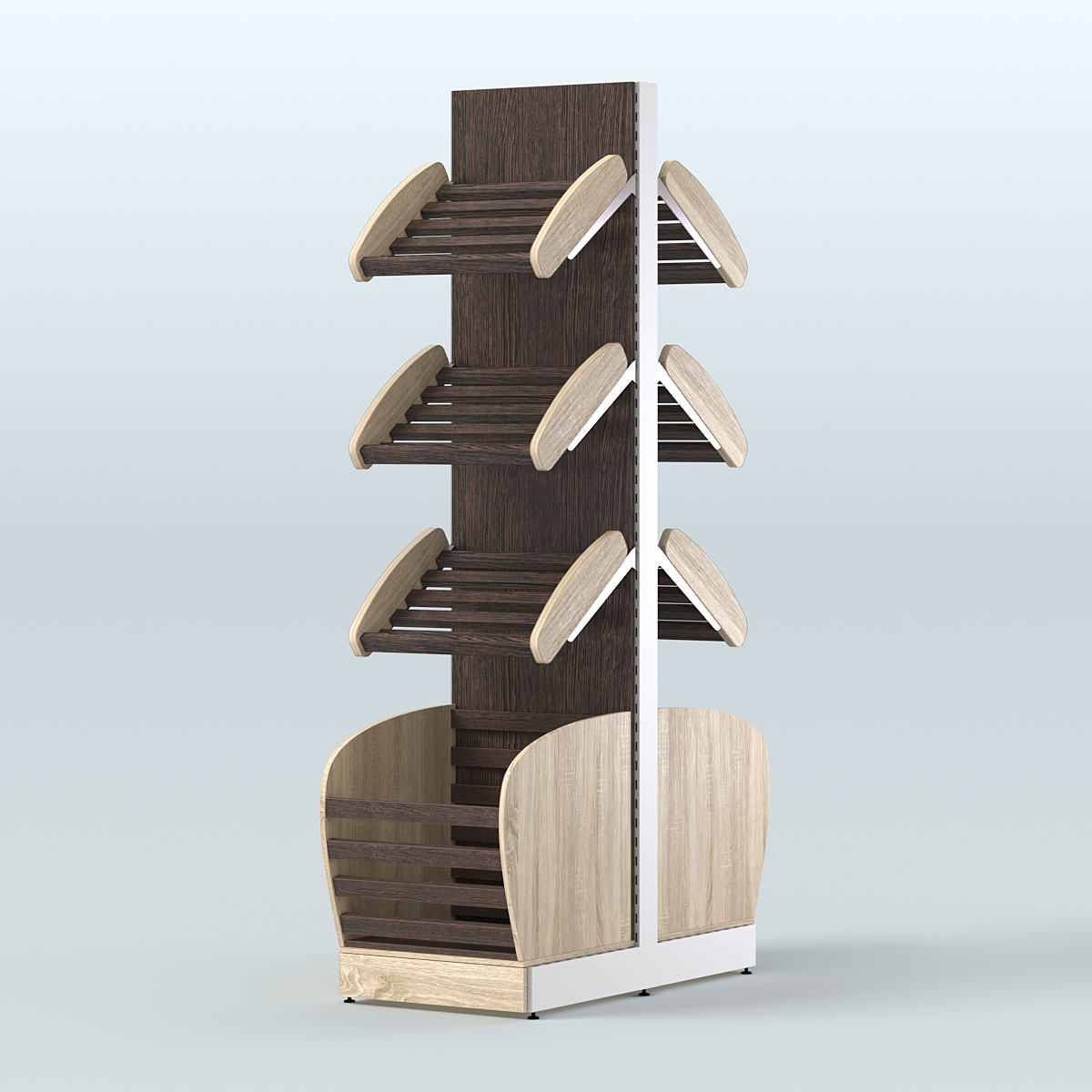 Высокий островной стеллаж с малыми корзинами для хлеба и выпечки СХОВН-02 Дуб Сонома + Дуб Венге