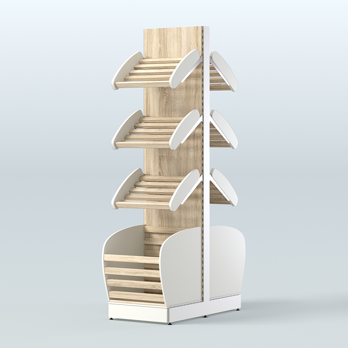 Высокий островной стеллаж с малыми корзинами для хлеба и выпечки СХОВН-02 Белый + Дуб Сонома