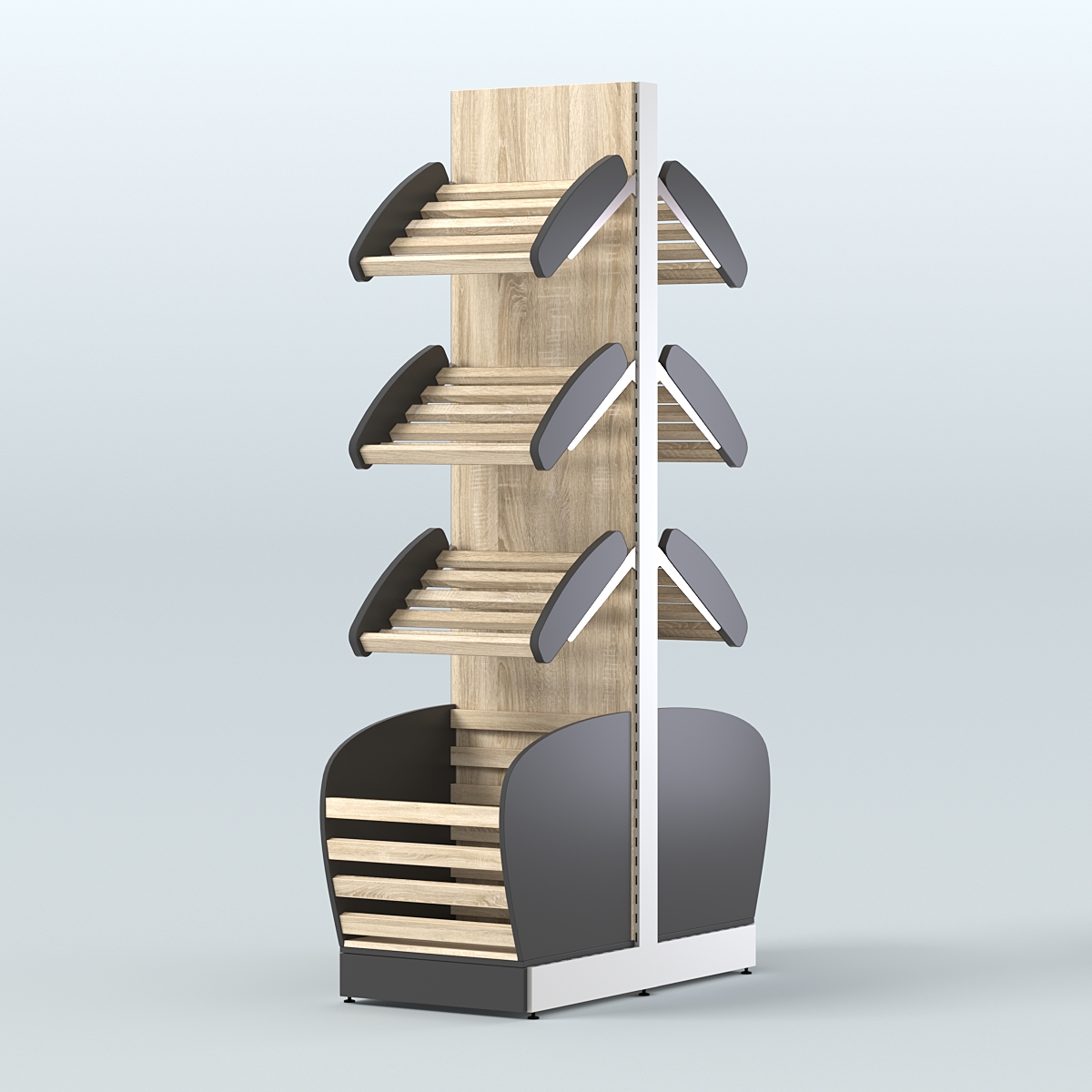 Высокий островной стеллаж с малыми корзинами для хлеба и выпечки СХОВН-02 Черный + Дуб Сонома