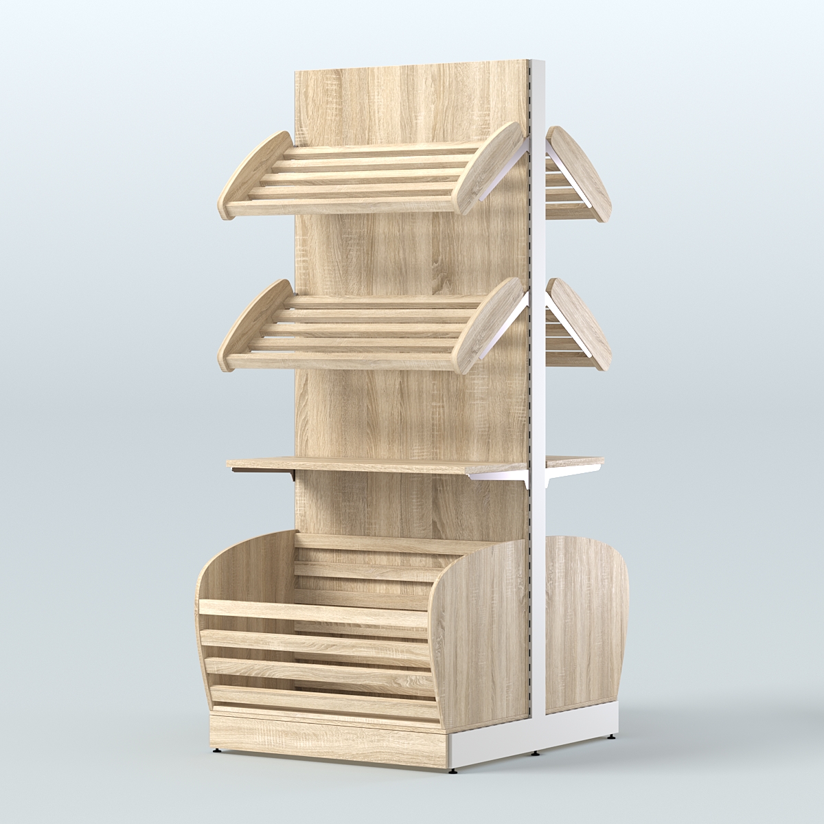 Большой островной стеллаж с полками и корзинами для хлеба и выпечки СХОВН-03 Дуб сонома