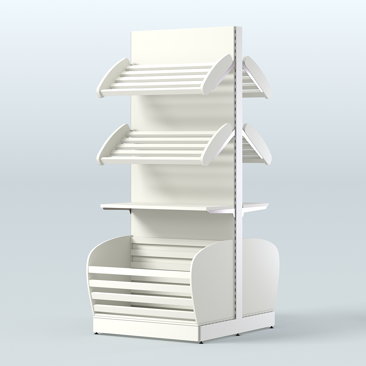 Большой островной стеллаж с полками и корзинами для хлеба и выпечки СХОВН-03 Белый