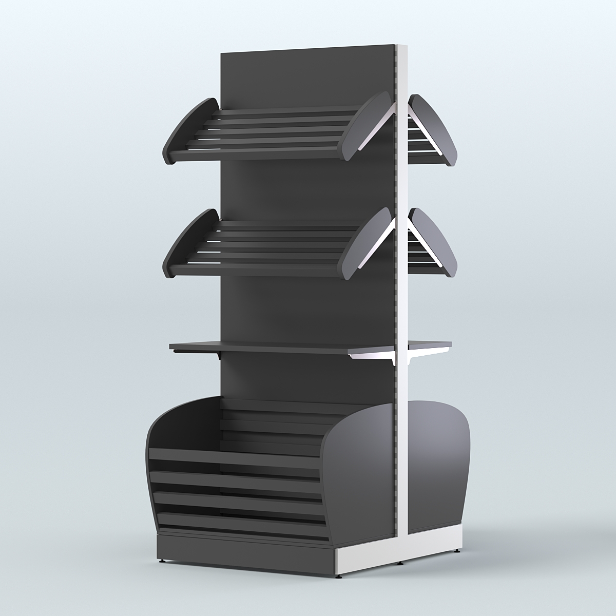 Большой островной стеллаж с полками и корзинами для хлеба и выпечки СХОВН-03 Черный