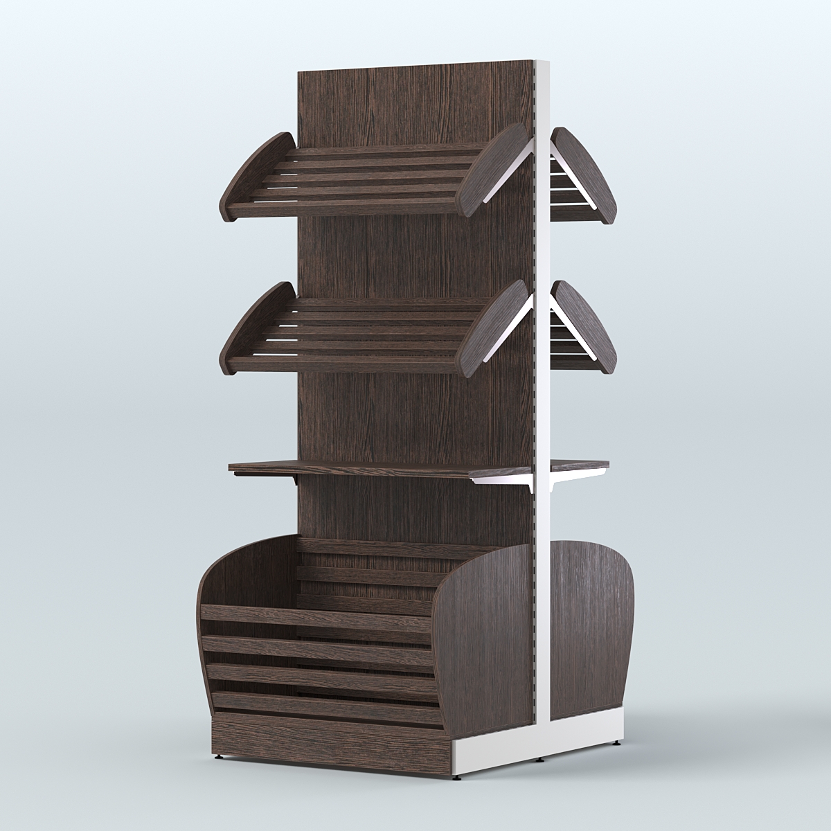 Большой островной стеллаж с полками и корзинами для хлеба и выпечки СХОВН-03 Дуб Венге