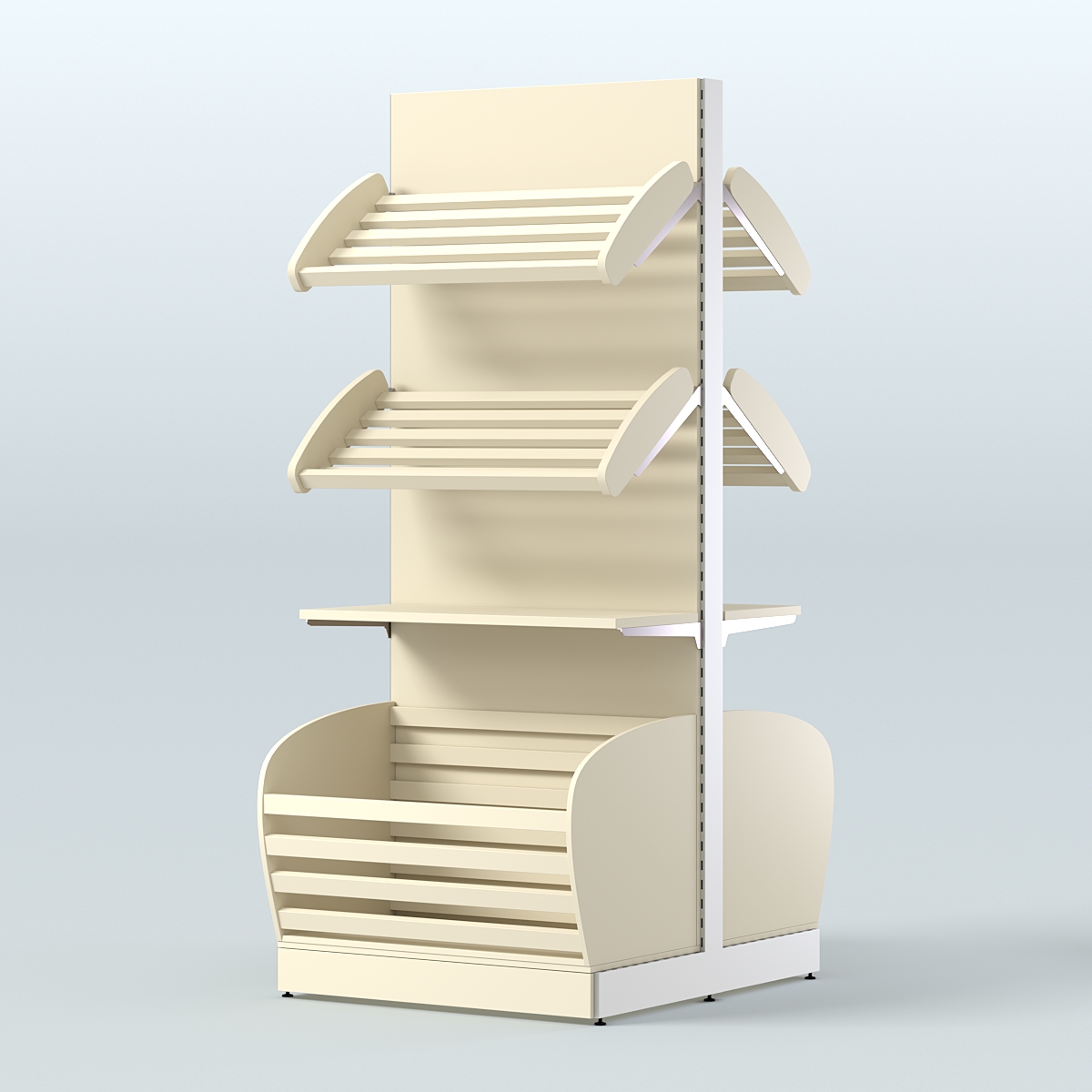 Большой островной стеллаж с полками и корзинами для хлеба и выпечки СХОВН-03 Крем Вайс