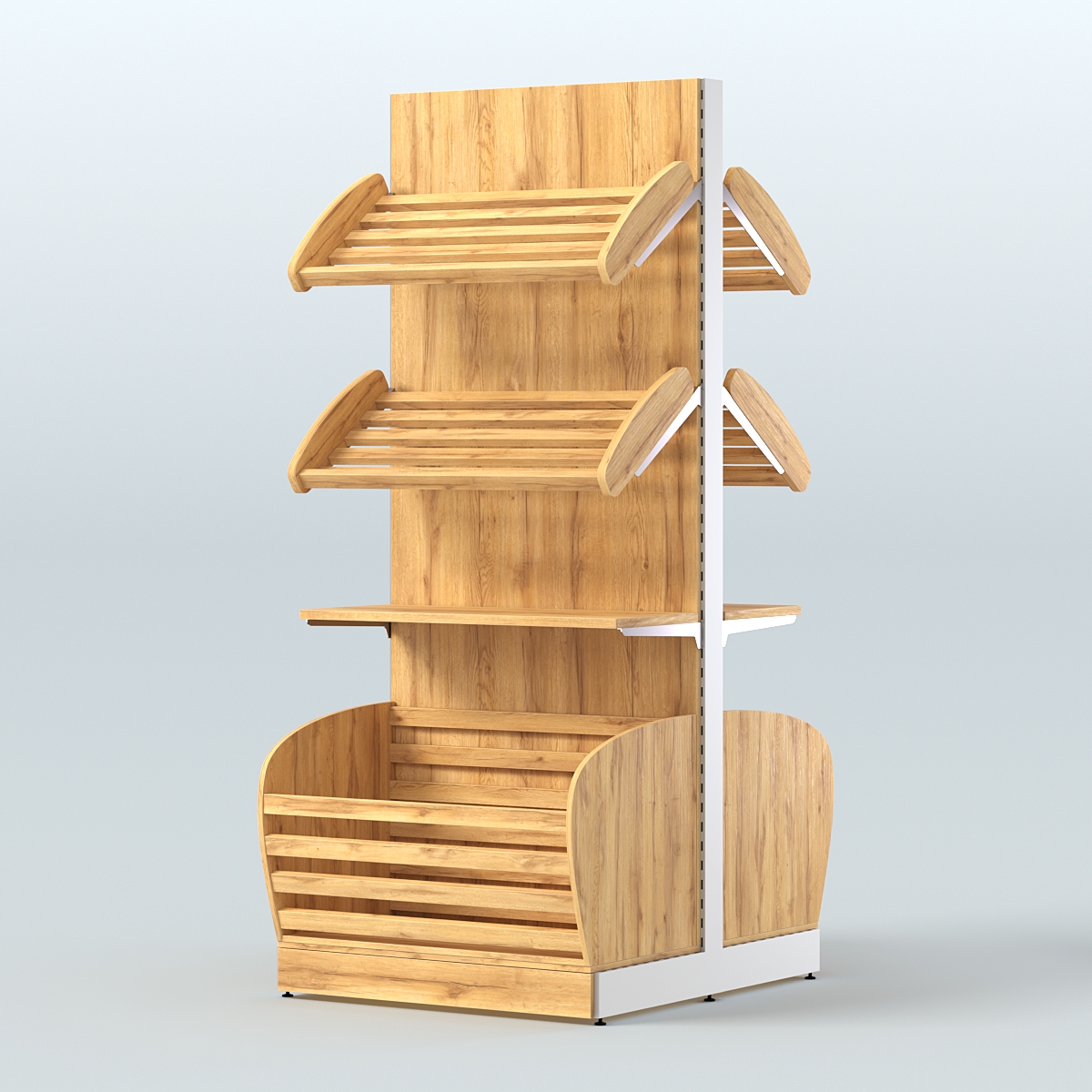 Большой островной стеллаж с полками и корзинами для хлеба и выпечки СХОВН-03 Дуб Золотистый