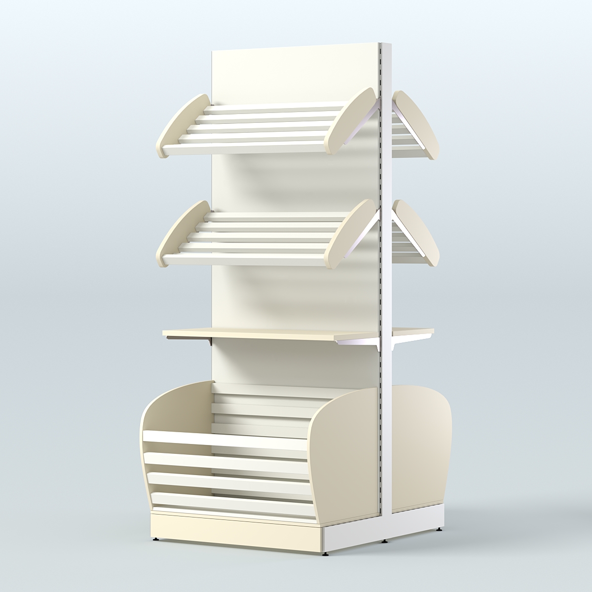 Большой островной стеллаж с полками и корзинами для хлеба и выпечки СХОВН-03 Крем Вайс + Белый