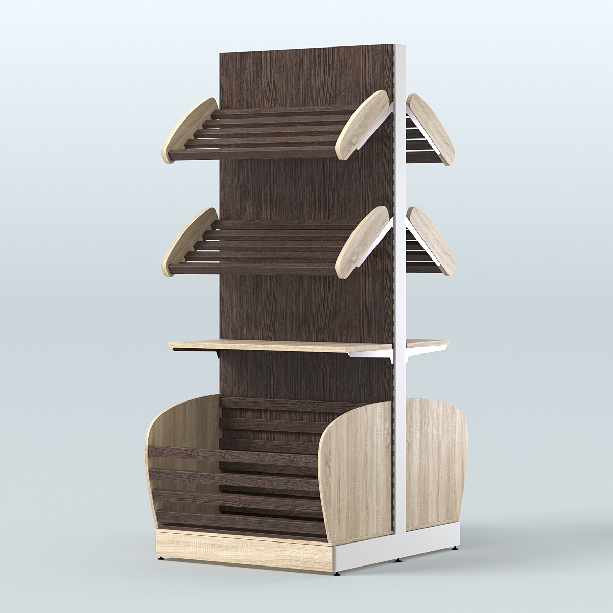 Большой островной стеллаж с полками и корзинами для хлеба и выпечки СХОВН-03 Дуб Сонома + Дуб Венге