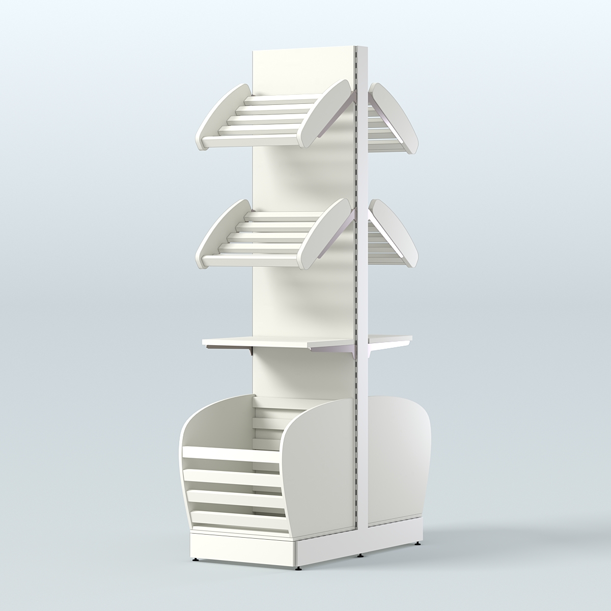 Малый островной стеллаж с полками и корзинами для хлеба и выпечки СХОВН-04 Белый