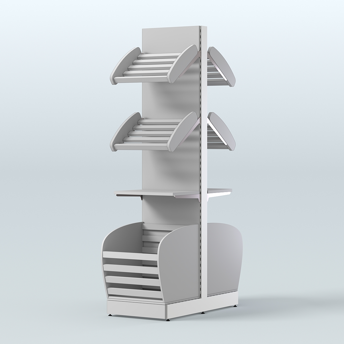 Малый островной стеллаж с полками и корзинами для хлеба и выпечки СХОВН-04 Серый