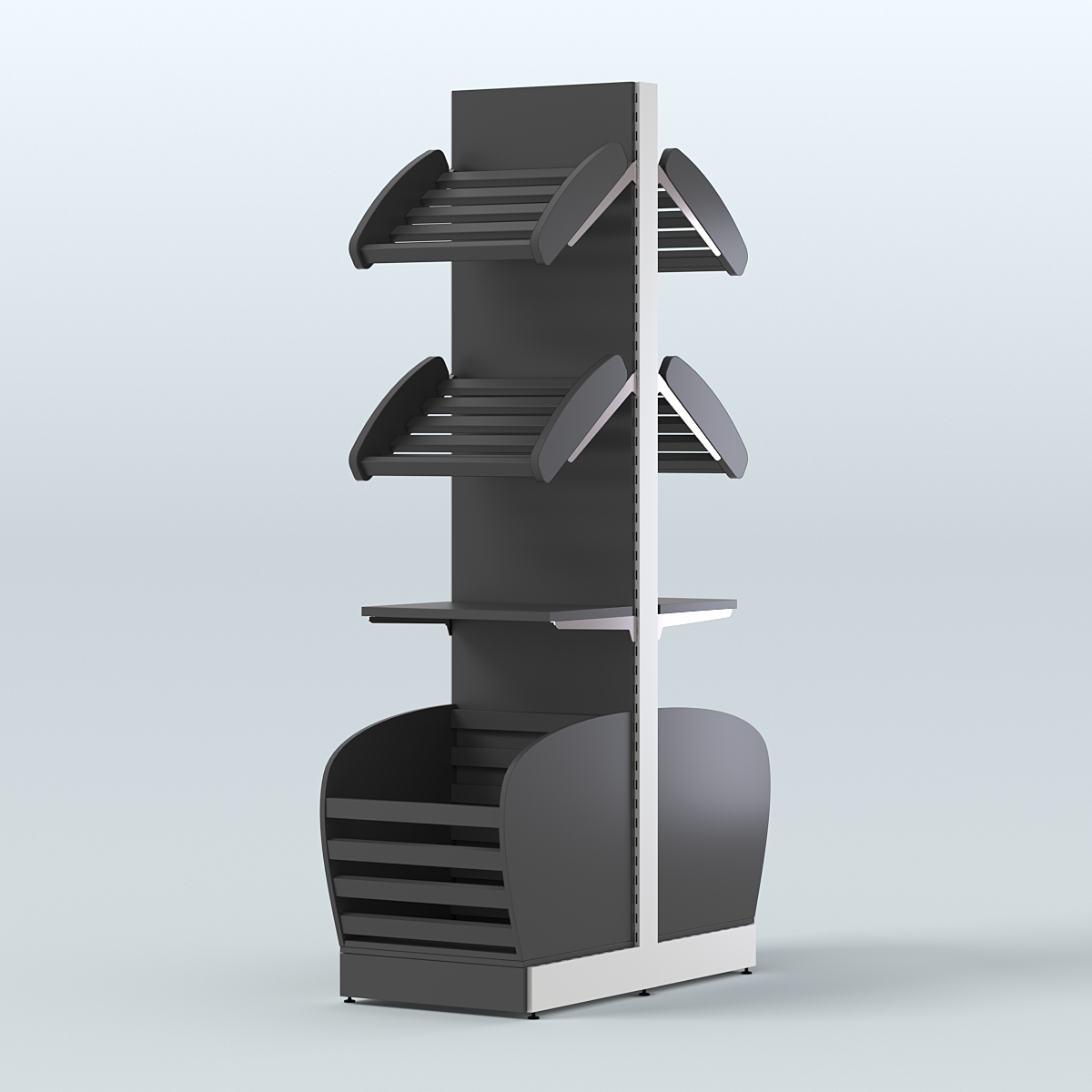 Малый островной стеллаж с полками и корзинами для хлеба и выпечки СХОВН-04 Черный