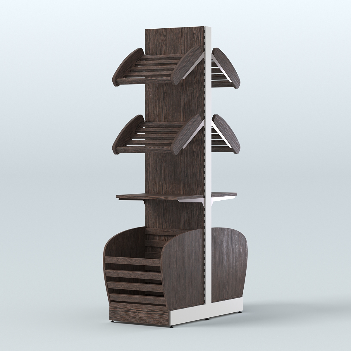 Малый островной стеллаж с полками и корзинами для хлеба и выпечки СХОВН-04 Дуб Венге