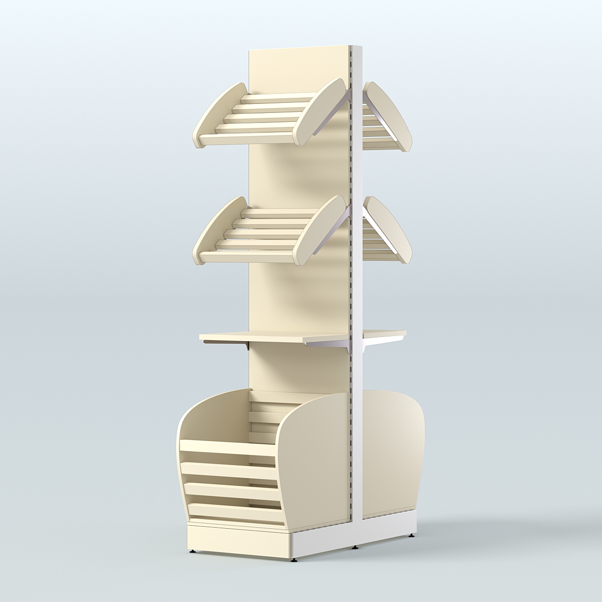 Малый островной стеллаж с полками и корзинами для хлеба и выпечки СХОВН-04 Крем Вайс