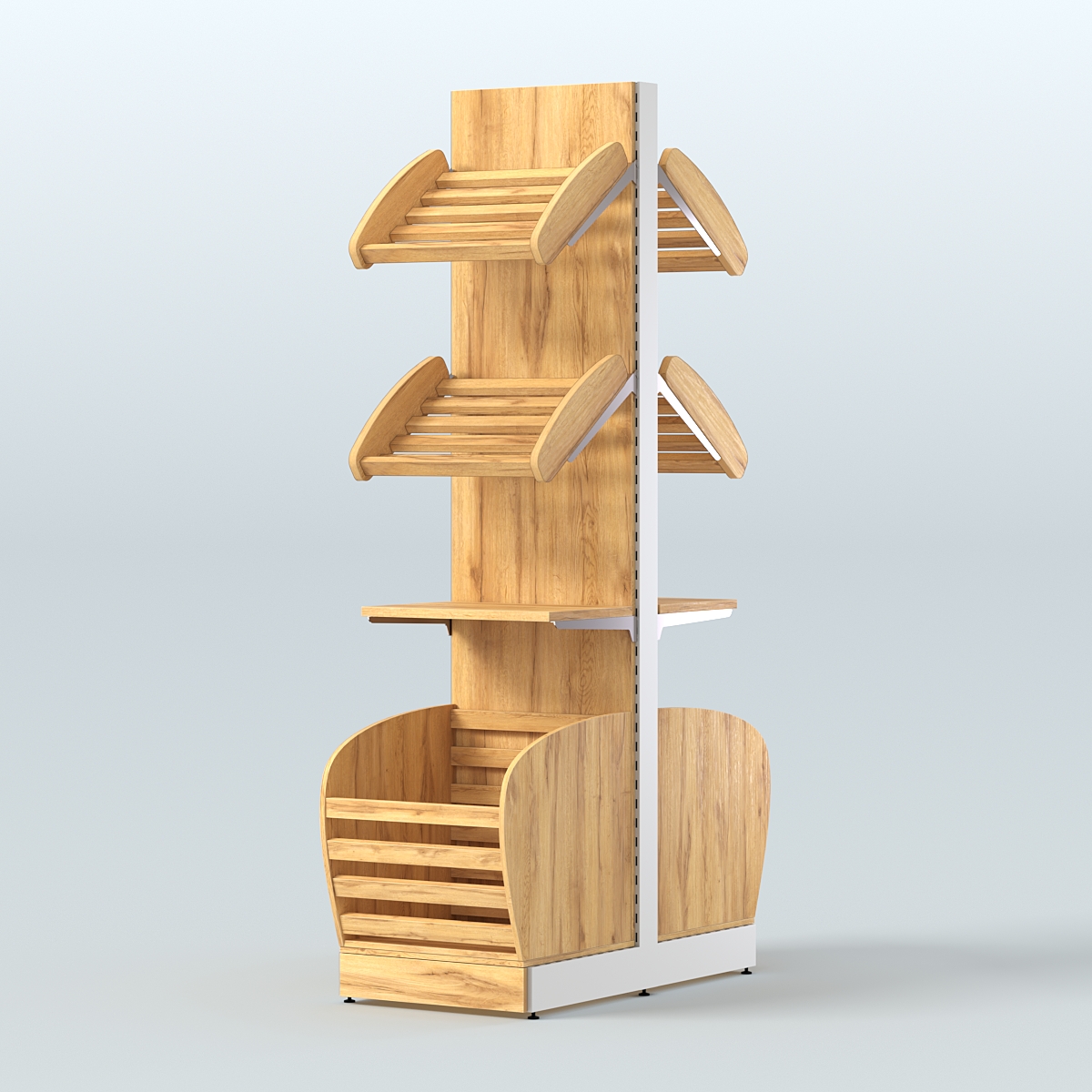 Малый островной стеллаж с полками и корзинами для хлеба и выпечки СХОВН-04 Дуб Золотистый