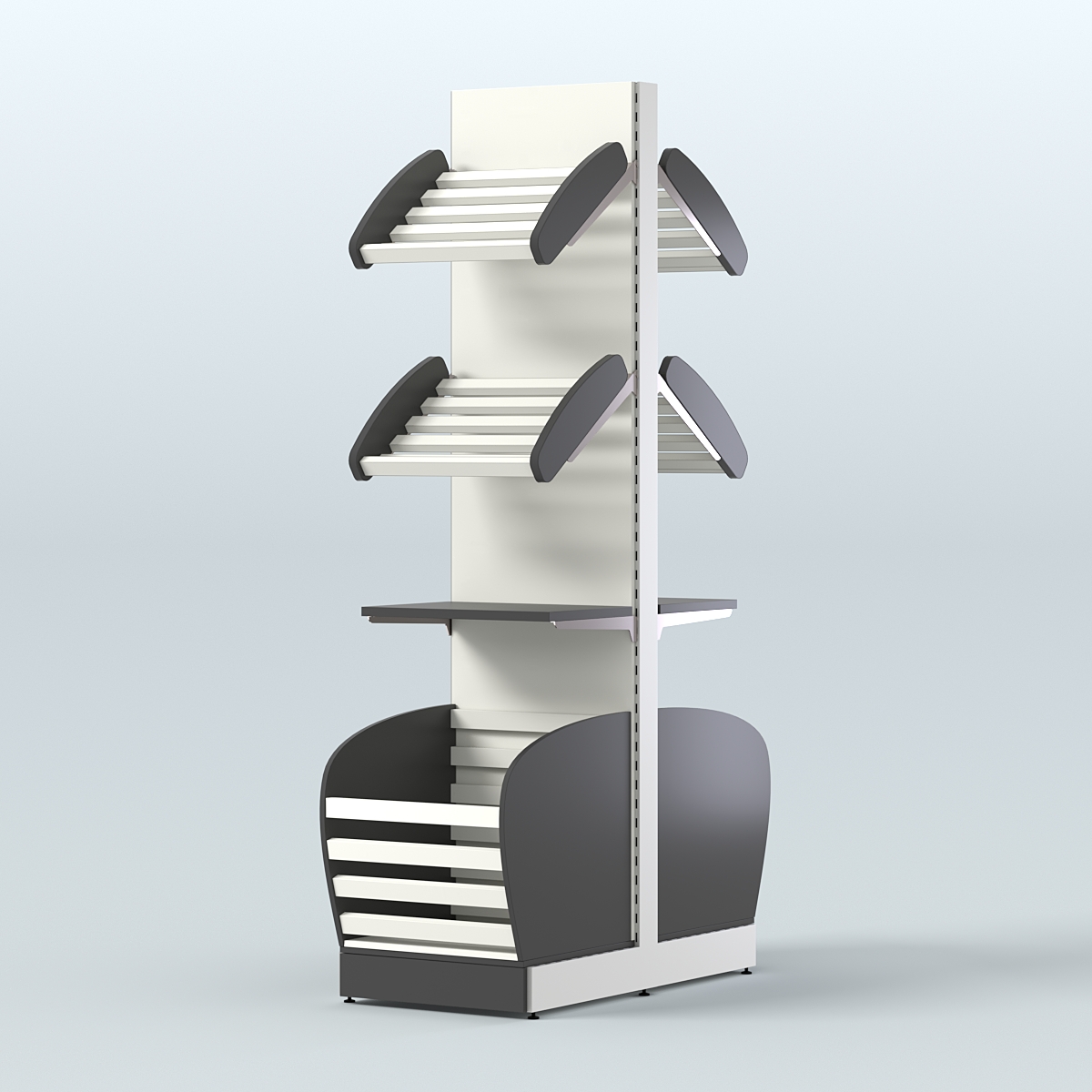 Малый островной стеллаж с полками и корзинами для хлеба и выпечки СХОВН-04 Черный и Белый