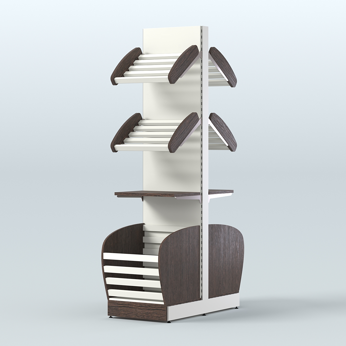 Малый островной стеллаж с полками и корзинами для хлеба и выпечки СХОВН-04 Дуб Венге + Белый