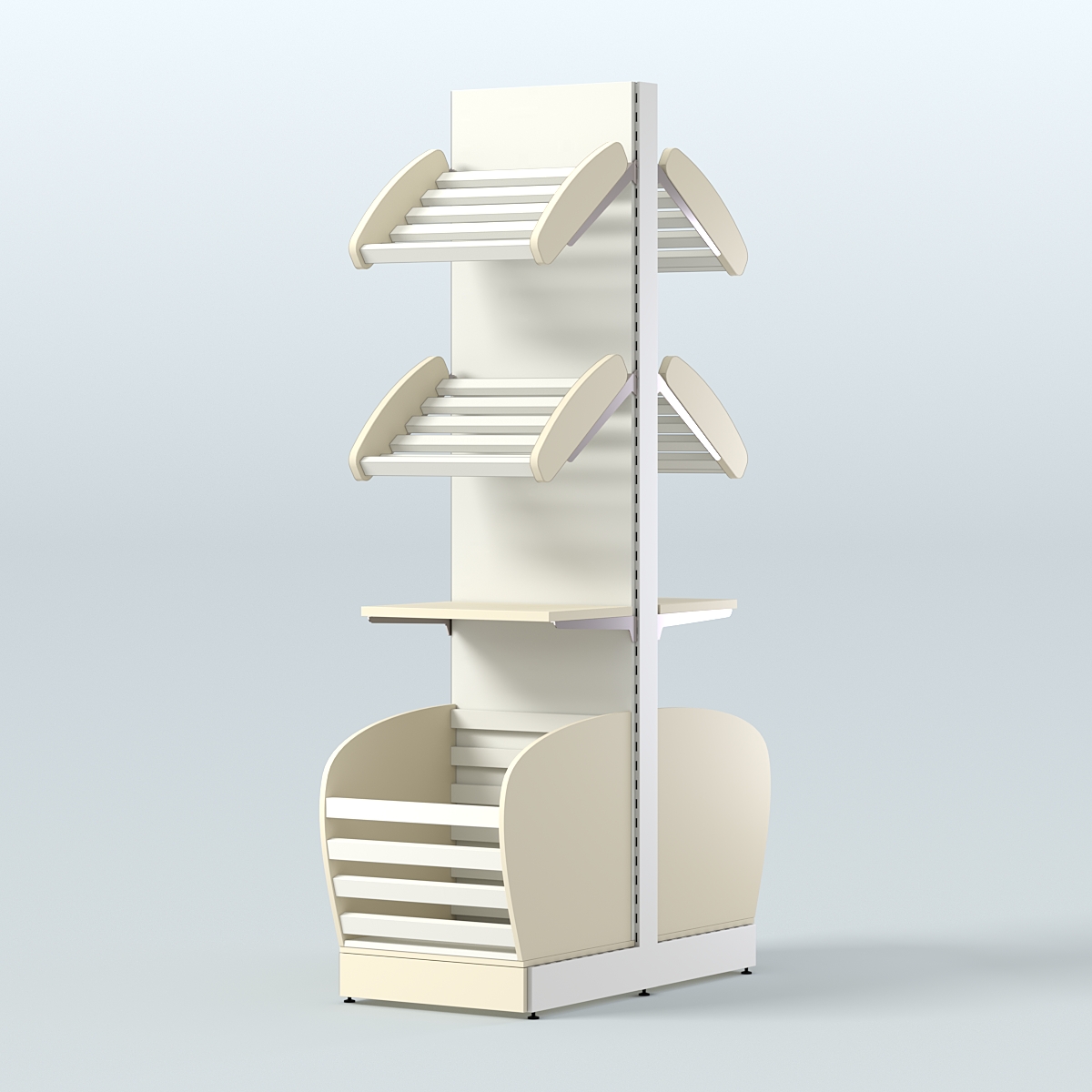 Малый островной стеллаж с полками и корзинами для хлеба и выпечки СХОВН-04 Крем Вайс + Белый